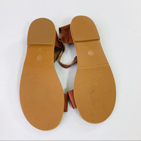 Sandal Brown Faux Leather Velcro Strap Size 9 - Picture 4 of 4